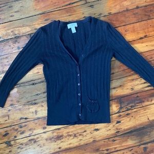 LOFT Navy Blue Cable Cardigan